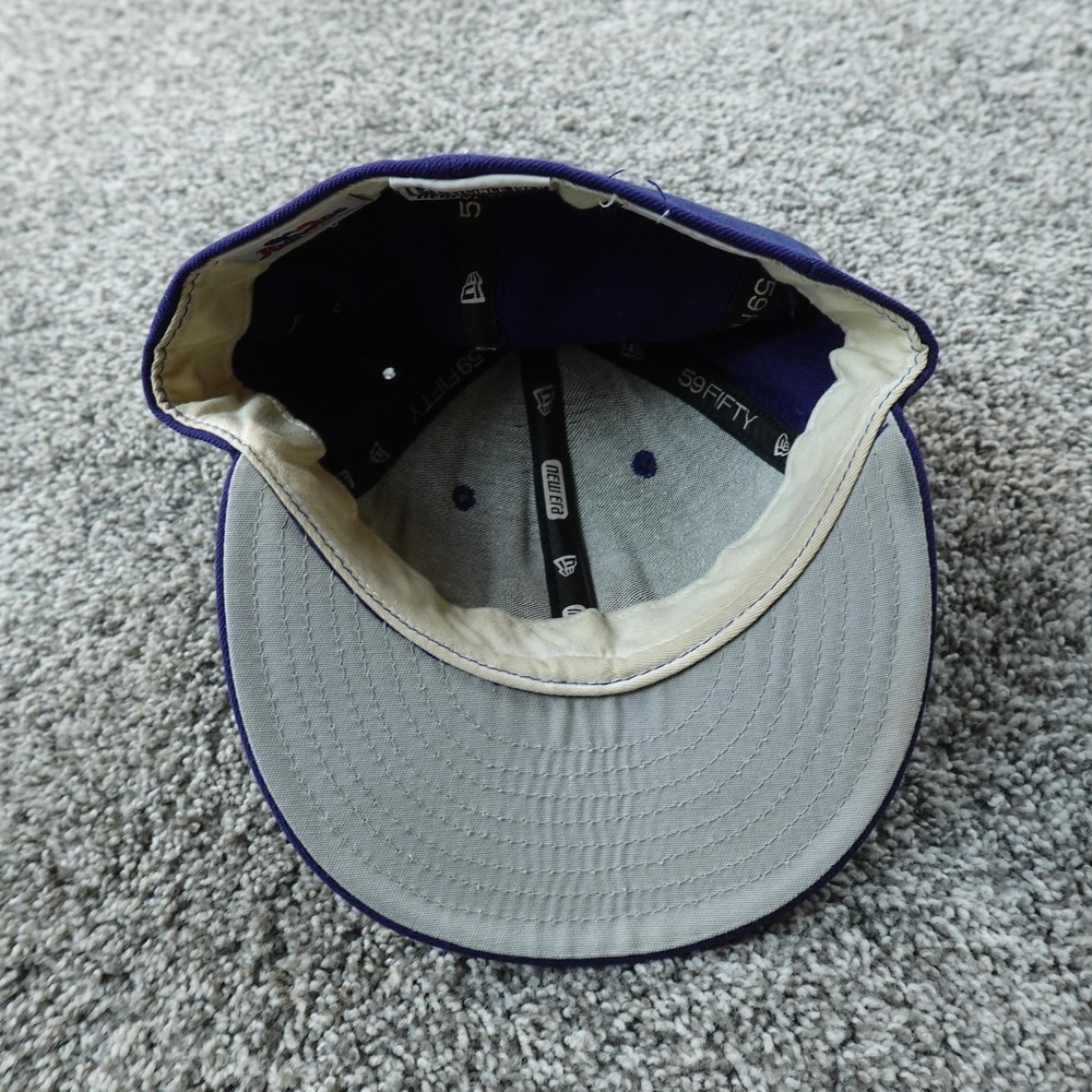 VTG Chicago Cubs Hat Cap Fitted Mens 7 Blue MLB Baseball New Era Wool 90s USA - Picture 7 of 11